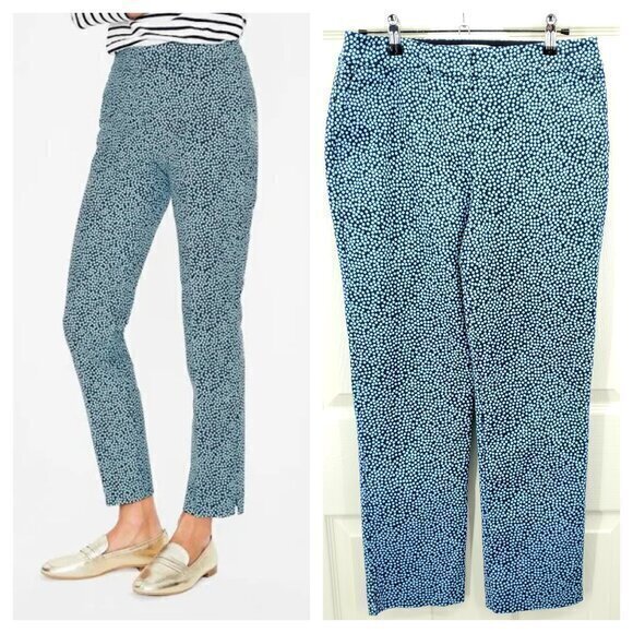 Boden Richmond 7/8 Stretch Twill Mini Dot Mid-Rise Ankle Pants US 6/UK 10 Blue - Picture 1 of 16